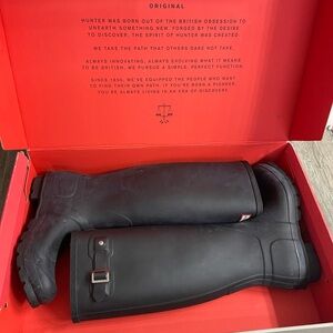 Hunter Black Rain & Snow Boots with Buckle Detail